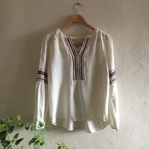 Boho White Blouse with Embroidery